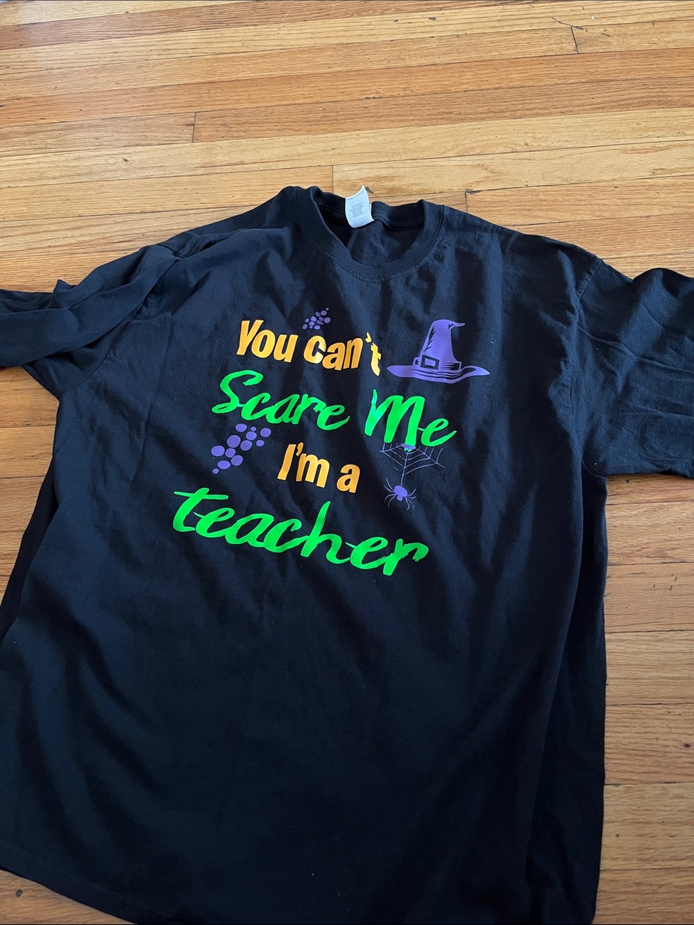 Black Halloween Graphic Teacher Skirt - Neon Green & Orange Accents